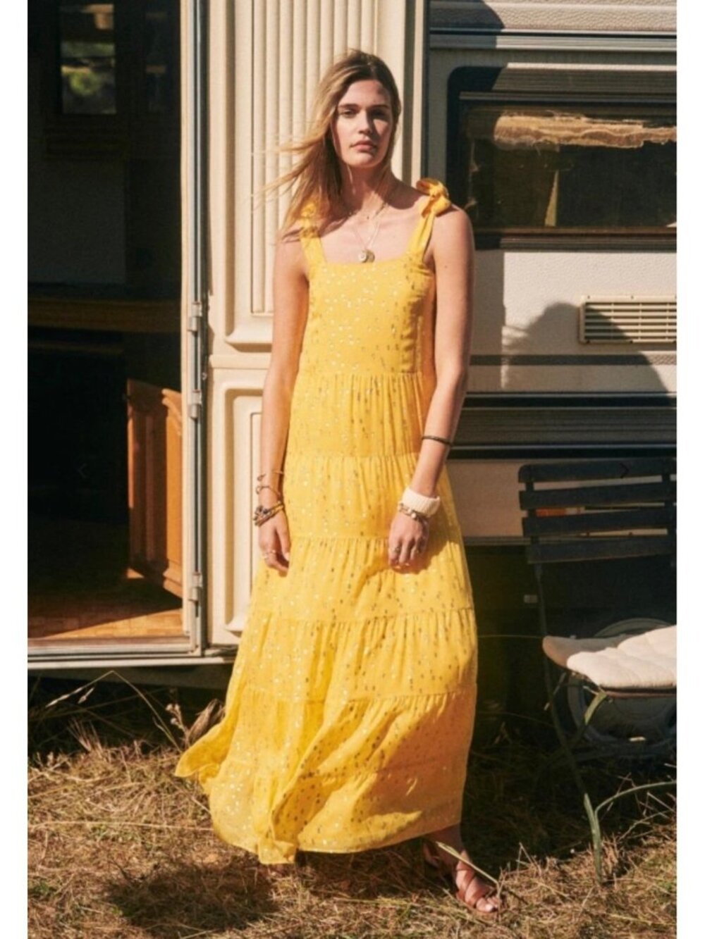 SALE NWT SÉZANE ANNIE MAXI DRESS Golden yellow SZ4 silk BUST 30IN run small